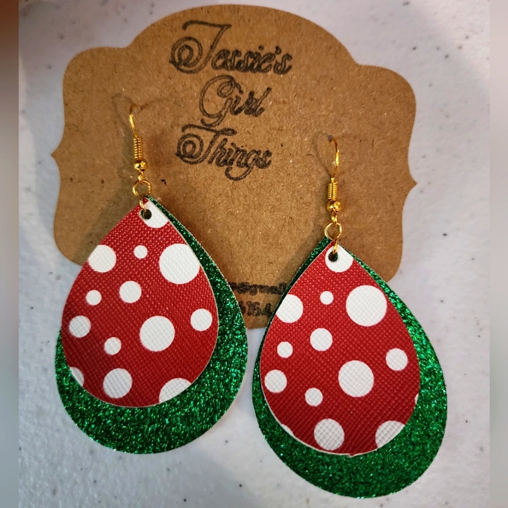 Red and green earrings